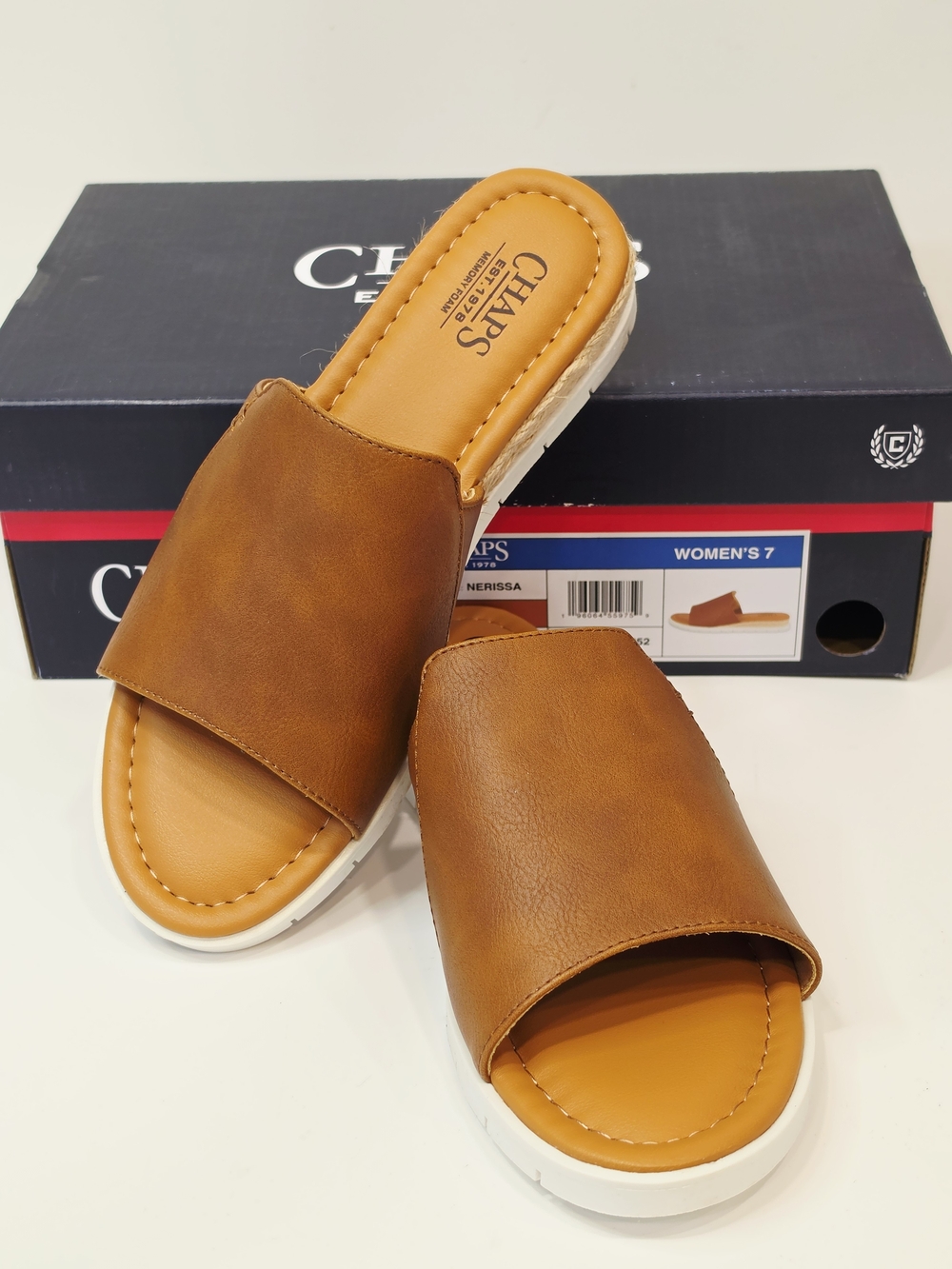 CHAPS Nerissa Women’s Slide Sandals – Tan | Size 7
